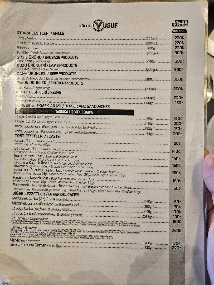 Menu Köfteci Yusuf-1