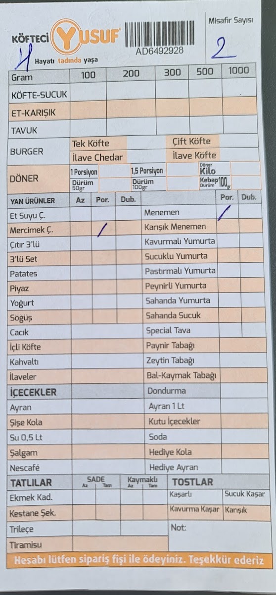 Menu Köfteci Yusuf-10