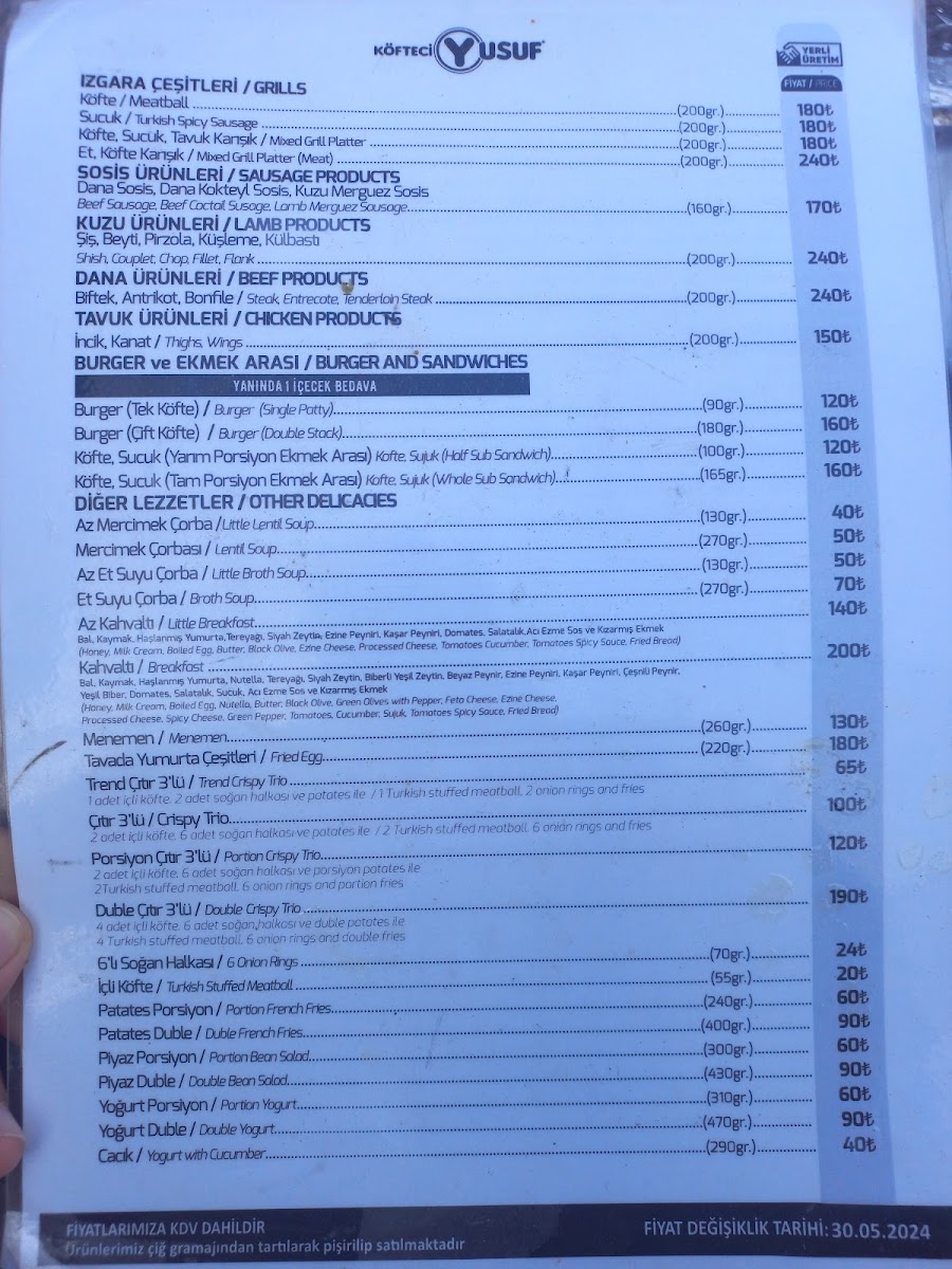 Menu Köfteci Yusuf-2