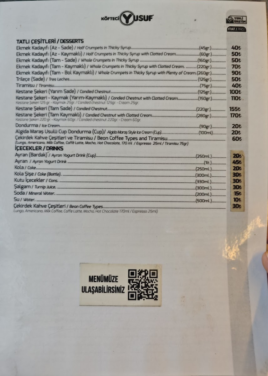 Menu Köfteci Yusuf-8